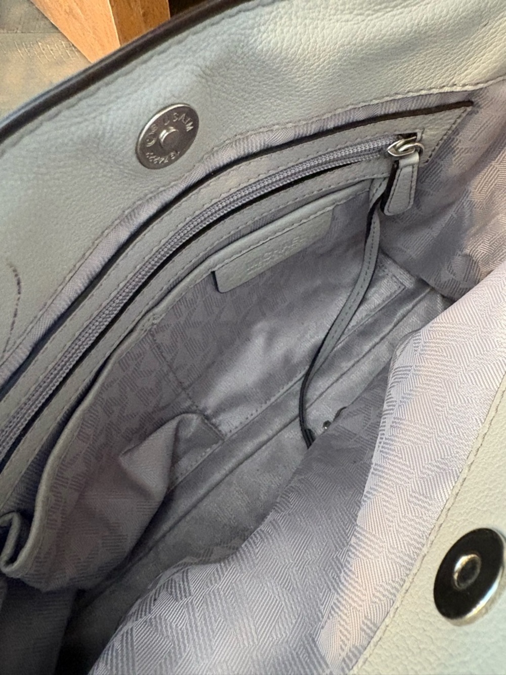 Michael Kors Pebbled Leather Satchel in Light Gray - Picture 12 of 13